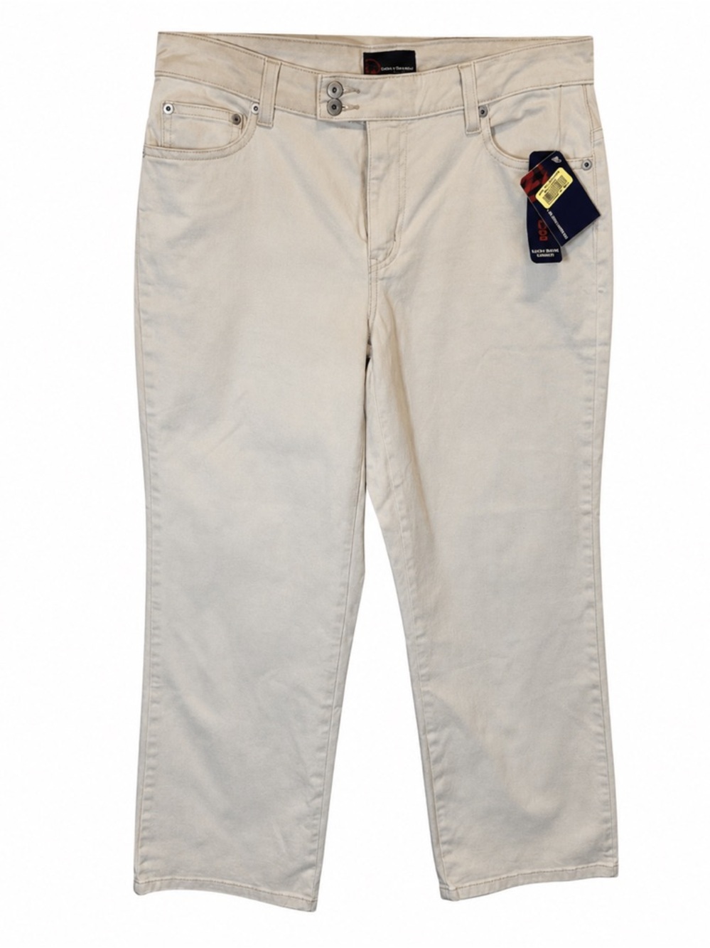 Nautica Jeans Khaki Cropped Pants 5-Pocket Sz 6 Double Button Waist NWT